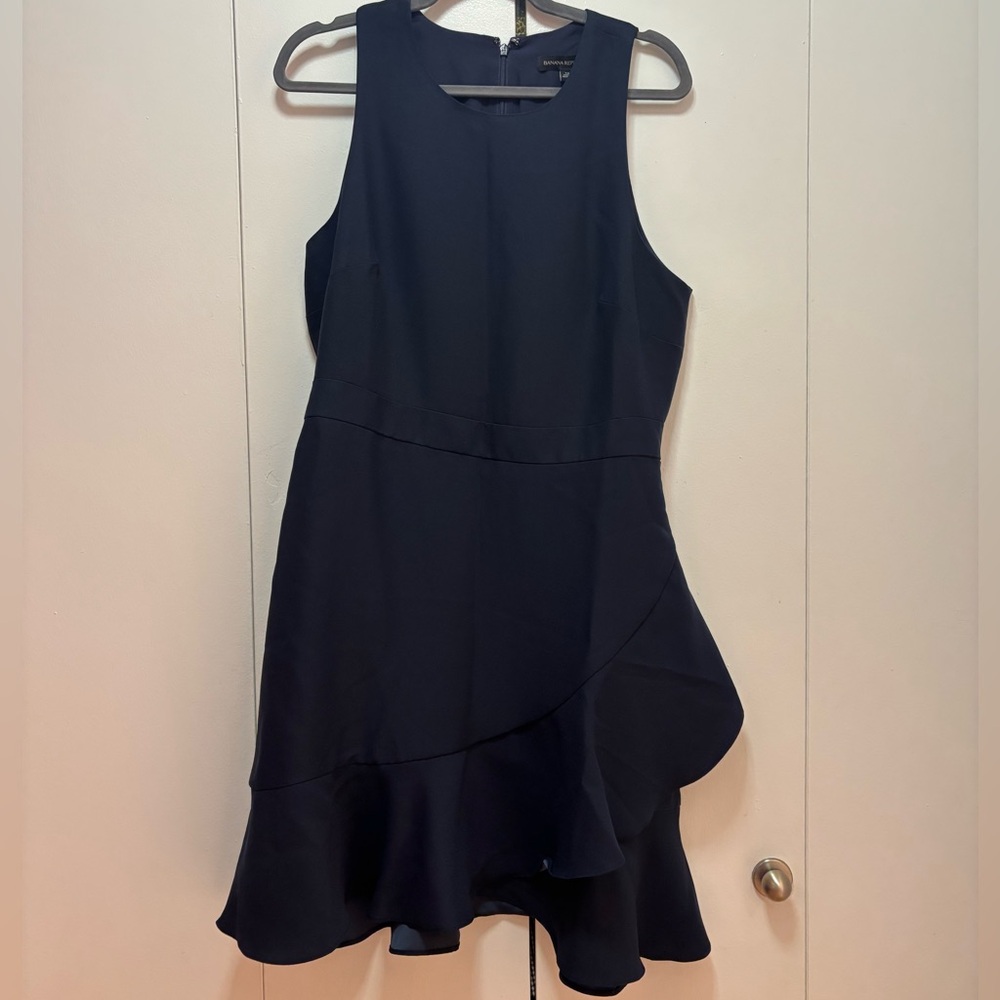 Elegant Navy Asymmetrical Work  Dress